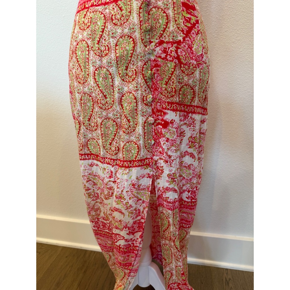 Zara Red Paisley Print Dress Halter Tie Back Cut Out Maxi Boho Blogger Fave‎ S - Picture 3 of 9